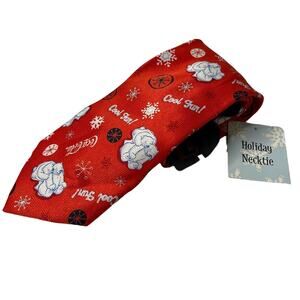 Coca Cola Polar Bear Holiday Neck Tie Men’s Red White Snowflake Christmas